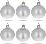 Set of 6 Matte White Glass Ball Chr