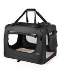 lionto Pet Carrier Foldable Dog Transport Box Car Crate Small Animal Carrier, (M) 60x42x44 cm black