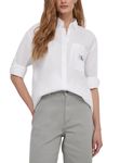 Calvin Klein Jeans Women's Woven Label Relaxed Shirt J20J222610 Tops, Bright White, L