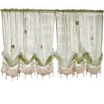 FADFAY Pastoral 57-Inch-by-69-Inch Adjustable Balloon Manual Hook Flower Shade Curtains,Light Green