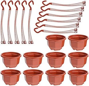 Hanging Plant Baskets 10Sets Plastic Hanging Planter Pots Triple- Chain Hanger Orchid Pots Fence Planter Box Railing Planter Plant Holders for Deck Railings Wall Hanging Flower Pot