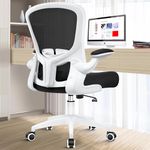 Brick Attic Ergonomic Office Chair, Lumbar Support Desk Chair with Flip-up Armrest and Breathable Mesh, Height Adjustable Swivel Office Chair White