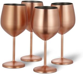 Oak & Steel - 4 Eleganti Bicchieri Da Vino Grandi In Rame E Oro Rosa, 540 Ml - Set Regalo In Vetro Infrangibile Per Bar, Matrimoni, Anniversari E Feste Di Compleanno