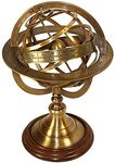 Brass Antique Finish Armillary Celestial Globe with Zodiac Engravings