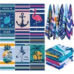 6 Pack Microfiber Oversized Lightweight Beach Towel for Adults Women Men, Reversible 71" x 32" XL Extra Large Thin Quick Dry Sand Free Pool Towels for Travel Sport Swimming Camping Picnic Yoga Gym