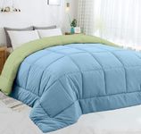 Indore Cotton Winter 200 GSM Microfiber AC Comforter/Blanket for Winter/Quilt/Duvet for Double Size (90X100 Inch, Sage and Light Blue)