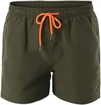 Flygo Men's 7" Lightweight Quick Dry Workout Gym Running Training Shorts with Liner (X-Small, Army Green)