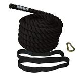 Iron Jack Battle Rope 1.5 Width Poly Dacron 40 FT Length Exercise Strength Core Heavy Duty Training Abdominal with Anchor Muscle Toning Metabolic Workout