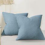 PHF 100% Cotton Waffle Weave Euro Shams Pillow Covers 26" x 26", No Insert, 2 Pack Elegant Home Decorative Euro Throw Pillow Covers for Bed Couch Sofa, Dusty Blue