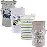 Yintry Boys Round Neck Vests Underwear Sleeveless Breathable T-Shirt Kids Soft Cotton Tank Tops Children Plain White or Print Undershirts for 2-10 Years