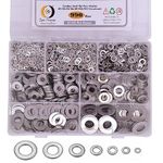 Epi-Torque; The Epic Torque #Doityourself Stainless Steel Alloy Flat Fender Washers 7 Sizes M3, M4, M5, M6, M8, M10, M12 Assortment Pack | 990 Pcs Kit | Prevent Loose Fasteners