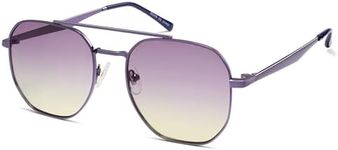 SOJOS Classic Square Aviator Sunglasses for Women Men Retro Hexagon UV400 Protection Shades SJ1222, Dark Purple/Purple Gradient Yellow