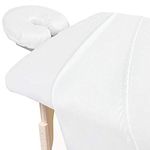 LaxLinen 600 Thread-Count 3-Piece Massage Table Spa Sheet Set (1Pc Fitted Sheet Fit up to 7" Inch Deep Pocket, 1Pc Flat Sheet & 1Pc Fitted Face Rest Cover) 100% Egyptian Cotton (White)