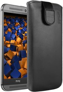 mumbi Genuine Leather Case Compatible with HTC One M8 / M8s Black