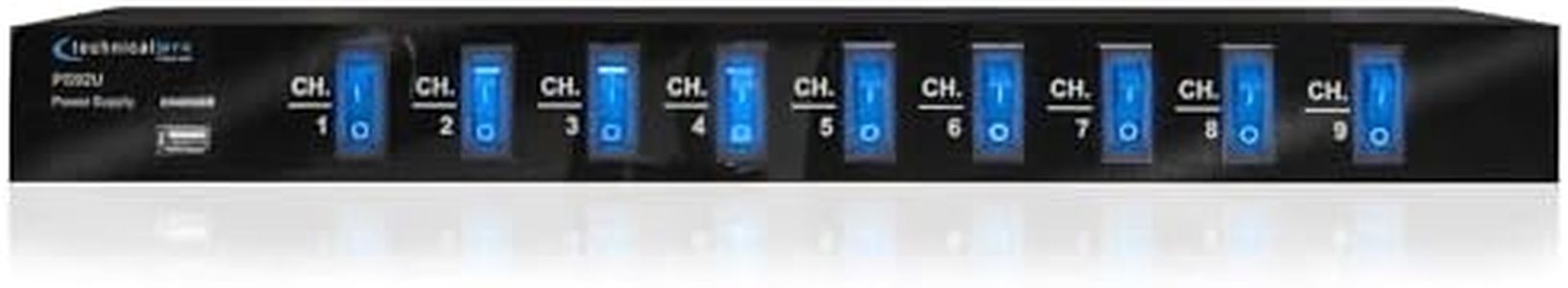 Technical Pro Power Supply Strip - 9 Power Outlet with Switches, 5V USB Charging Port, 1800 Watts Max Load Power Conditioner, High Load Power Electric Extension Chord Strip - 4 Ft
