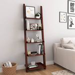 WoodMarwar Sheesham Wood Floor Standing Shelf | Wooden Corner 5 Tier Ladder Shelves for Bedroom | Decorative Corner Home Decor Bookcase | Ladder Corner Shelf for Office | Rosewood, Dark Honey Finish