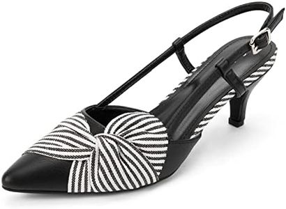 Greatonu Sandali con Cinturino a Punta con Tacco a Gattino per Donna Nero Pu EU 39