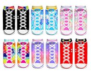 Benefeet Sox Womens Funny Socks Crazy Design Socks for Girls 3D Print Pattern Socks Novelty Silly Ankle Socks Christmas Gifts, 3d Sneaker Pattern Tie Dye-6 Pack, One Size