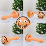 Kookee Silicone Smoking Pipe, Unbreakable Tobacco Pipes with Glass Bowl, Head Design, Orange