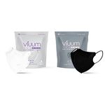 VIUUM 4 ply Fabric Disposable Face Mask with Nose Clip, KF94/FFP2/N95 protective mask, 4-layer filters with dermatest certificated, disposable fold-flat cup mask, without Valve for Unisex, Pack of 25