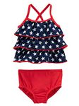 Carter's Baby Girls' Tankini American Flag Swimsuit (3 Months, Red/White/Navy)