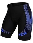 TCA Men's Slipstream Padded Cycling Shorts, Quick Dry, Breathable and Anti-Slip with Back Zipped Pocket Mens Cycling Shorts - Ideal Cycling Shorts Mens Cycle Shorts Cycling Clothing - Black/Blue, XL