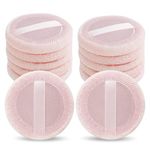 Sibba 12 Pcs Loose Powder Puff Pink Cotton Pads Face Body Makeup Velour with Ribbon Applicators Setting Round Make Up Eyeshadow Concealer Cosmetics Sponge