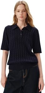 Meilleur moment 100% Pure Cashmere Cable-Knit Short Sleeve Polo