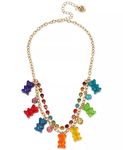 Betsey Johnson Gummie Bear Necklace With Rhinestones Purple Green Blue Pink Yellow