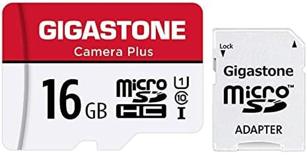 [Gigastone] 16GB Micro SD Card, Camera Plus, MicroSDHC Memory Card for Wyze Cam, Security Camera, Full HD Video Recording, UHS-I U1 Class 10, up to 85MB/s, with MicroSD to SD Adapter