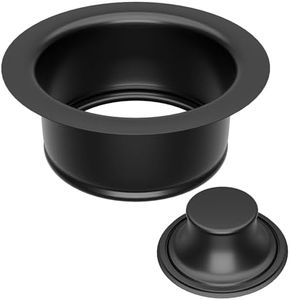 EXAKEY Kitchen Sink Garbage Disposal Flange and Stopper,Sink Drain Flange with Stopper for Garbage Disposal Stainless Steel Fit Universal 3-1/2 Inch Standard Sink Drain Opening Matte Black