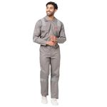 FRENCH TERRAIN® Men's 100% Cotton Industrial Boiler Suit (Work Wear Coverall/Dungarees) with Reflective Tape, 200 GSM.(Col. Grey, Size 42 - XL)