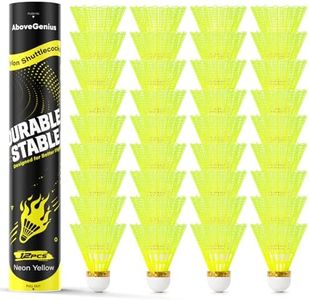 AboveGenius Badminton Birdies Nylon 12/36 PCS, Neon Yellow Badminton Shuttlecocks with Composite Cork Head, Speed 77 Wind Resistant Birdies for Outdoor Backyard Family Games, School PE & Club Training