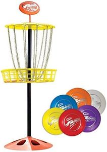 Wham-O Mini Frisbee Golf Set, 28-inch Tall Frisbee Golf Target with 6 Mini Discs, Portable Disc Golf Starter Toy Set for Indoor and Outdoor