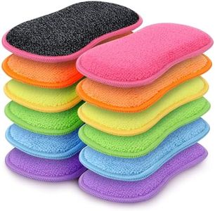 HOMEXCEL 12 Pack Multi-Purpose Scrub Sponges Kitchen, Dish Sponge, Non-Scratch Microfiber Sponge for Efficiently Cleaning Dishes, Pots, and Pans, and More (Multicolor)