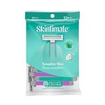 Skintimate Disposable Razor for Women, Sensitive Skin Unscented Two Blade Razor, 12 Count