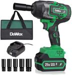 DOWOX 1/2 inch High Torque Cordless Impact Wrench, 700 Ft-lb Power Electric Impact Gun, with 2-Hour Fast Charger, 21V 4.0Ah Battery, 1 Tool Bag, 5 Sockets