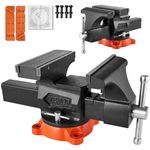 VEVOR Bench Vise, 5" Jaw Width, 5" Max Jaw Opening Multipurpose Vise with 360° Swivel Locking Base, 2.8" Throat Depth, Heavy Duty Ductile Iron Workbench Vise with Anvil, for Clamping Round Pipes