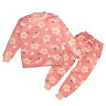 Bold N Elegant Cute Winter Warm Fleece Kid's Cartoon Sweatshirt Tshirt and Pajama Pant Clothing Set Random Mix Print for Boys Girls (4-5 Years, Pink - Random Print)