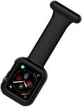 Nurse Apple Watch Brooch Fob, strap for Nurses Doctors Healthcare Paramedics, Silicone Pin Fob, 2 in 1 Infection Control Design compactible with iwatch Series 7, 6, SE,5,4,3,2,1 (38/40/41mm) Black,