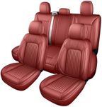 MINGBRON Full Set Car Seat Covers Custom Fit 2009-2026 Ford F150 Crew Cab, 2017-2026 F250 F350 F450 Super Duty Pick-up Truck, Automotive Vehicle Cushion Cover with Waterproof Leather（Red