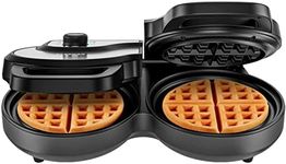 Chefman Double Waffle Maker, 2 at a Time 6-Inch Belgian Waffle Maker with Mess Free Moat and 7 Shade Settings Temp Control, Electric Non Stick Waffle Iron Griddle, Hashbrowns, Keto Chaffle Maker