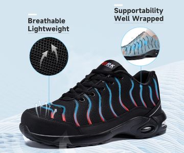 LARNMERN Steel Toe Safety Trainers, Red – Men’s Size 9 UK