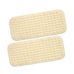 HOKIPO® Bath Tub Mat Antislip Mat for Bathroom Long Shower Mat with Antiskid Suction Cups Drain Holes, 71 X 36 cm, Beige - Pack of 2 [AR2821-BGX2]