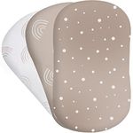 Bear’s Little Fish 100% Organic Cotton Baby Moses Basket Sheets - Soft Pram Sheets Fitted for Hourglass Rectangular Oval Moses Basket Mattresses Baby Basket Bedside Baby Crib - 3-Pack Nude/Beige