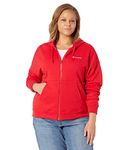 Champion Women's Full-Zip Hoodie, Powerblend, Fleece, Hooded Sweatshirt (Plus, Cheerful Red Small Script, XL