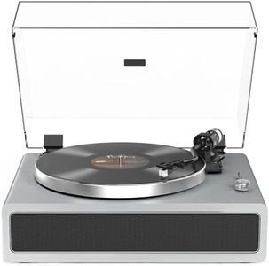 Turntable Record Player with Built-in Speakers, Vinyl Record Player Support Bluetooth Playback Auto Stop 33&45 RPM Speed RCA Line Out AUX in All-in-one Belt-Drive Turntable for Vinyl Records Grey