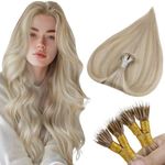 Hetto Hair Extensions Nano Human Hair Blonde Nano Hair Extensions Real Human Hair Highlight Blonde Hair Nano Extensions Human Hair Straight Silky #18/613 50g 50s 14 Inch