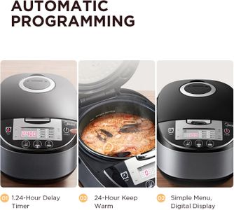 Midea 10-Cup Rice Cooker – Black, Non-Stick Pot
