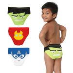 YouGotPlanB Boy's Marvel-OUS Brief | Comfort Fit | 100% Cotton | No-Marks Elastic | Antibacterial & Antimicrobial I 8-10 Years | Combo Pack of 3 Multicolour